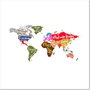 world map by usa Posters and Art